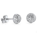 Sterling Silver Studded Semi Circle Dome Sphere Earrings Clear CZ 925 New