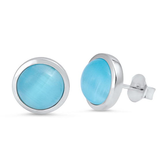 Round Simple Circle Post Classic .925 Sterling Silver Plain Earrings