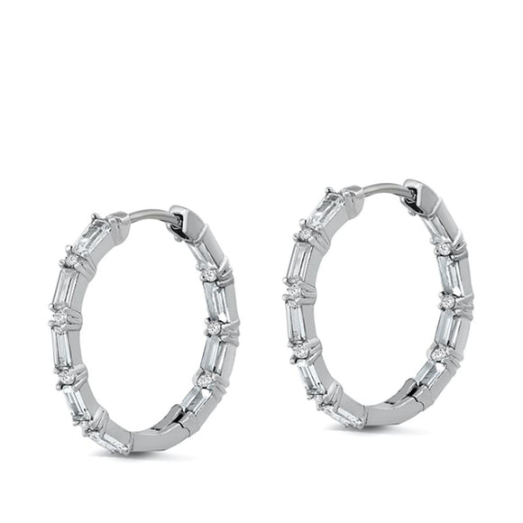Sterling Silver Cute Studded Hoop Earrings High Polished 925 New
