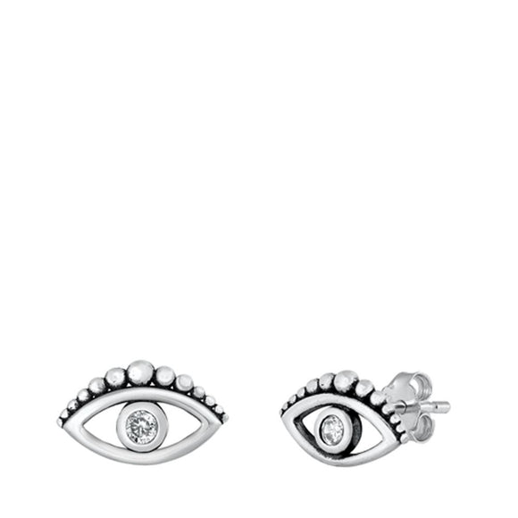 Sterling Silver Beautiful Studded Bali Eye Earrings 925 New