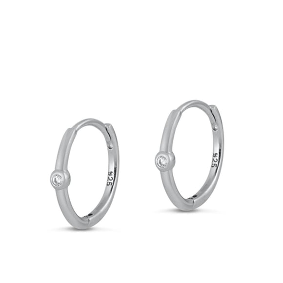 Sterling Silver Beautiful Clear CZ High Polished Earrings 925 New