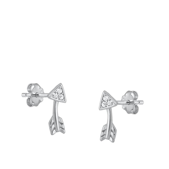 Sterling Silver Fashion Clear CZ High Polished Earrings 925 New