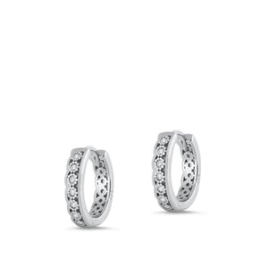 Sterling Silver High Polished Beautiful Clear CZ Flower Hoop Earrings 925 New