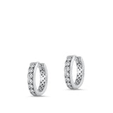 Sterling Silver High Polished Beautiful Clear CZ Flower Hoop Earrings 925 New