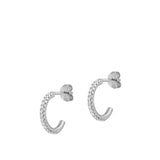 Sterling Silver Beautiful Clear CZ Studded Huggie High Polished Earrings 925 New