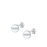 Sterling Silver Unique Clear CZ Circle Line High Polished Earrings .925 New