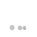 Sterling Silver Unique Clear CZ Stud High Polished Fashion Earrings 925 New
