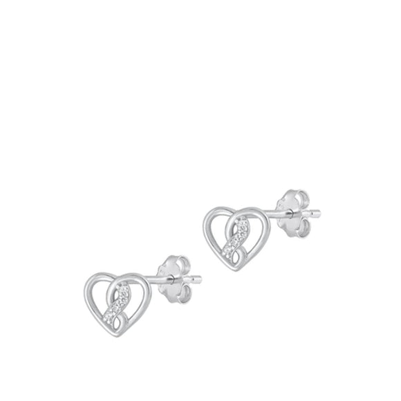 Sterling Silver Unique Chic Fashion Clear CZ Infinity Heart Earrings 925 New
