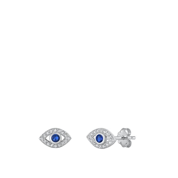 Sterling Silver Cute Clear & Blue Sapphire CZ Eye Fashion Earrings 925 New