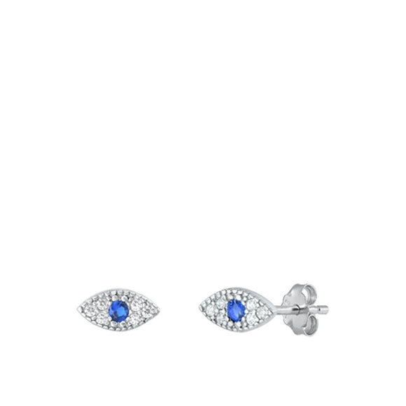 Sterling Silver Wholesale Blue Topaz & Clear CZ  Protective Eye Earrings 925 New
