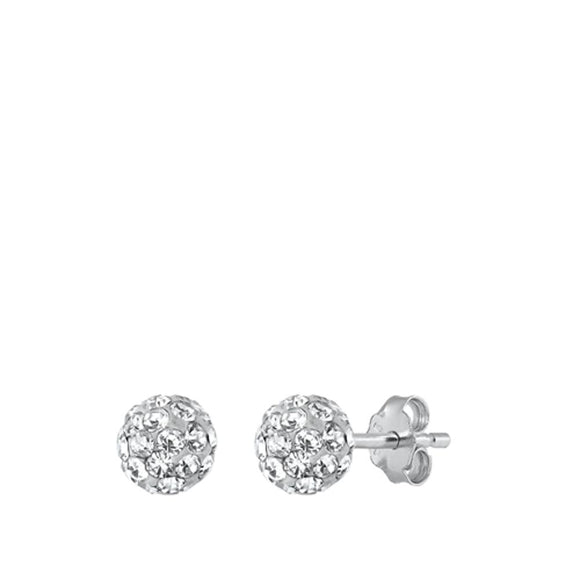 Sterling Silver Fashion Rhinestone Simulated Clear Earrings 925 New
