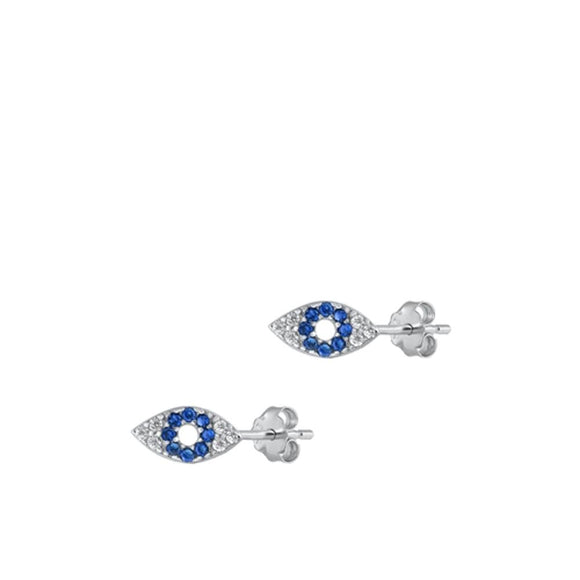 Sterling Silver Beautiful Cute Clear CZ Blue Sapphire CZ Eye Earrings 925 New