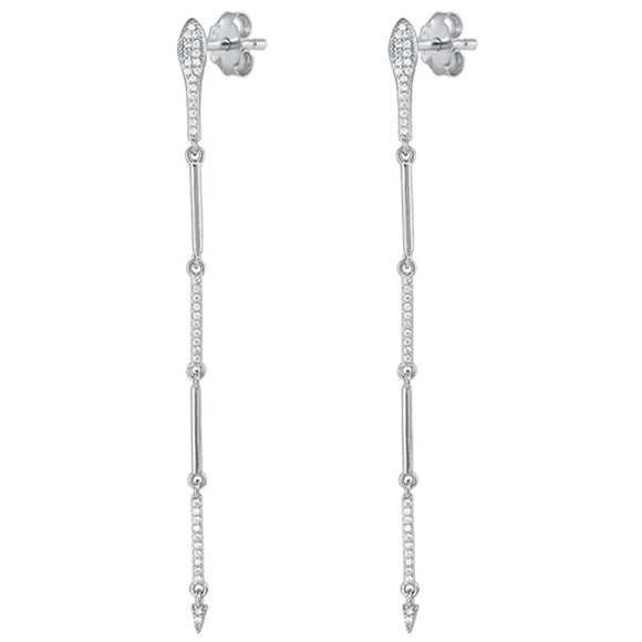 Sterling Silver Wholesale Clear CZ Dangle High Polished Fashion Earrings 925 New