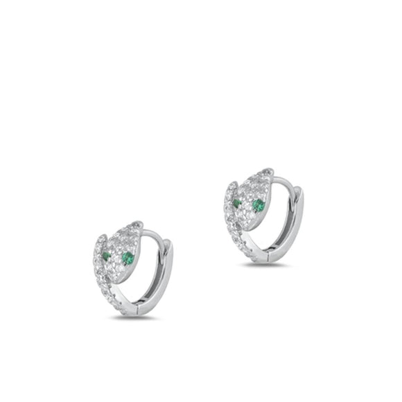 Sterling Silver Unique Clear CZ High Polished Fashion Snake Earrings .925 New