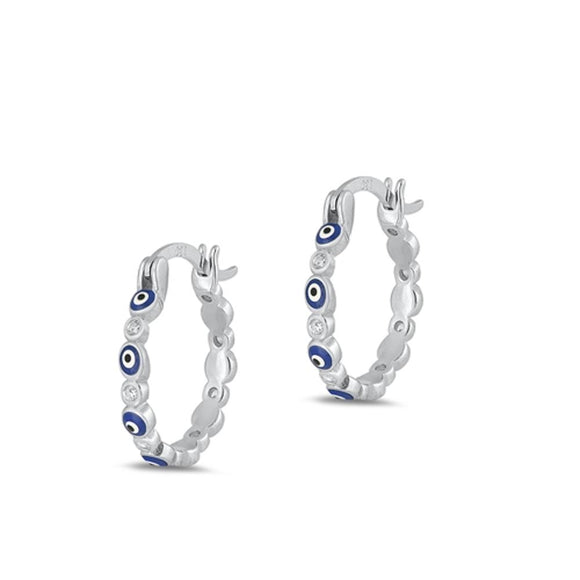 Sterling Silver Eye Polished Clear CZ Evil Eye Fashion Earrings 925 New