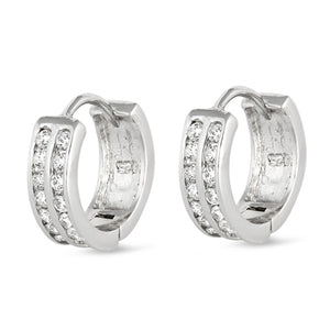 Sterling Silver Elegant Cuff Classic Vintage Style Traditional Earrings Clear CZ