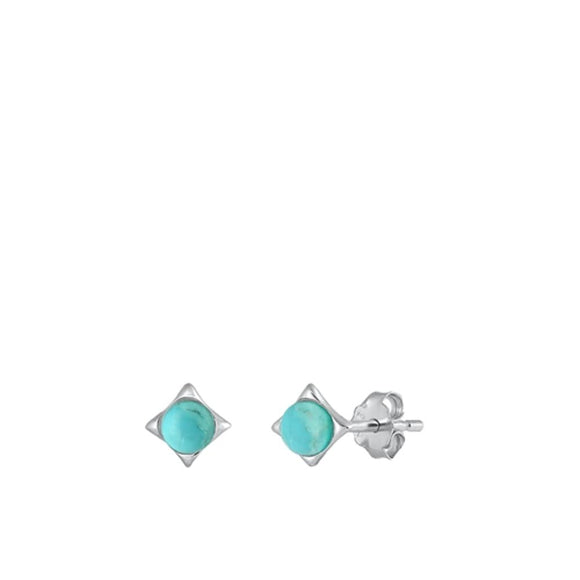Sterling Silver Wholesale Turquoise High Polished Stud Fashion Earrings .925 New