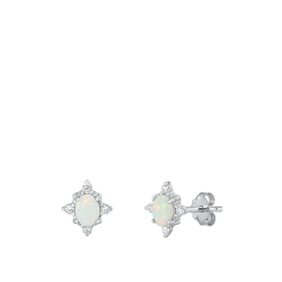 Sterling Silver Wholesale Clear CZ White Synthetic Opal Earrings 925 New