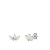 Sterling Silver Cute White Synthetic Opal Chic Fashion Stud Earrings 925 New