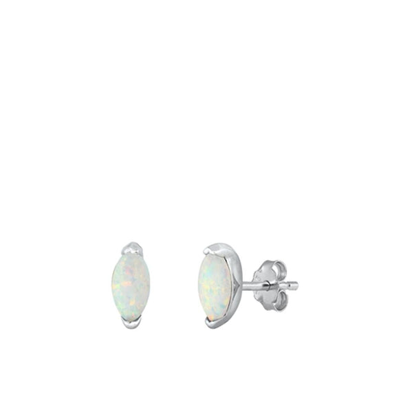 Sterling Silver Beautiful White Synthetic Opal Fashion Earrings 925 New