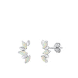 Sterling Silver Cute Chic Fashion White Synthetic Opal Earrings 925 New