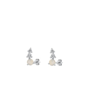 Sterling Silver High Polished Moonstone Stud Earrings .925 New