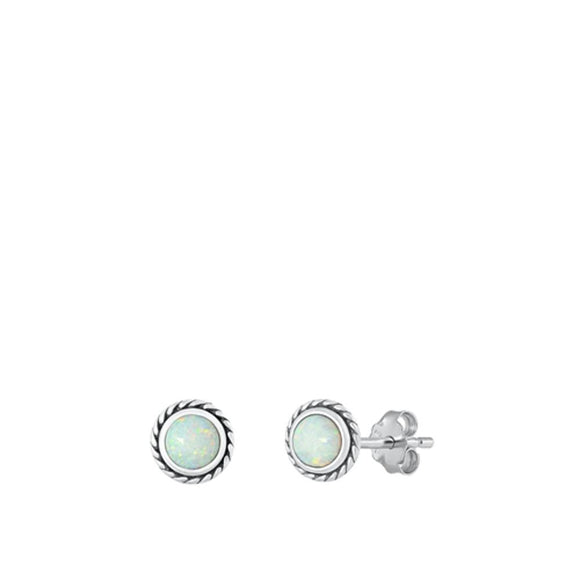 Sterling Silver Beautiful White Synthetic Opal Stud Fashion Earrings 925 New
