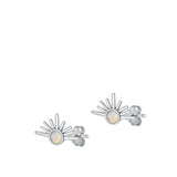 Sterling Silver High Polished Sunrise Sunset Moonstone Stud Earrings .925 New