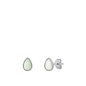 Sterling Silver Unique White Synthetic Opal Teardrop Fashion Earrings 925 New