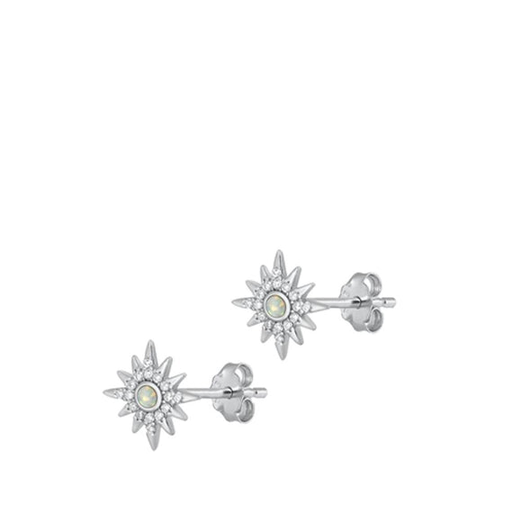 Sterling Silver Snowflake Wholesale White Synthetic Opal Star Earrings 925 New