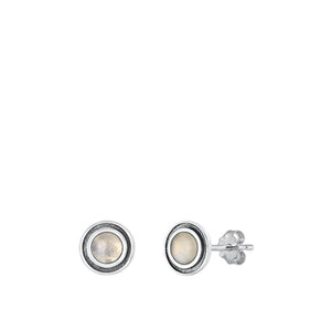 Sterling Silver Unique Fashion Moonstone Stud Earrings 925 New High Polished