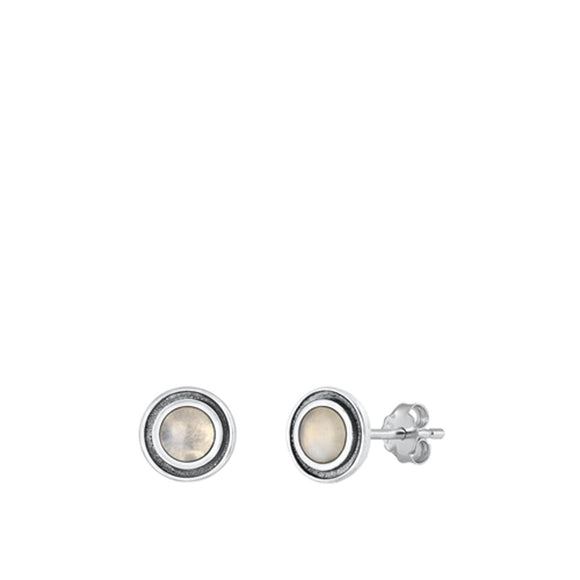 Sterling Silver Unique Fashion Moonstone Stud Earrings 925 New High Polished