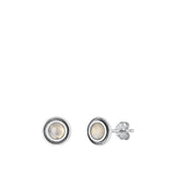 Sterling Silver Unique Fashion Moonstone Stud Earrings 925 New High Polished