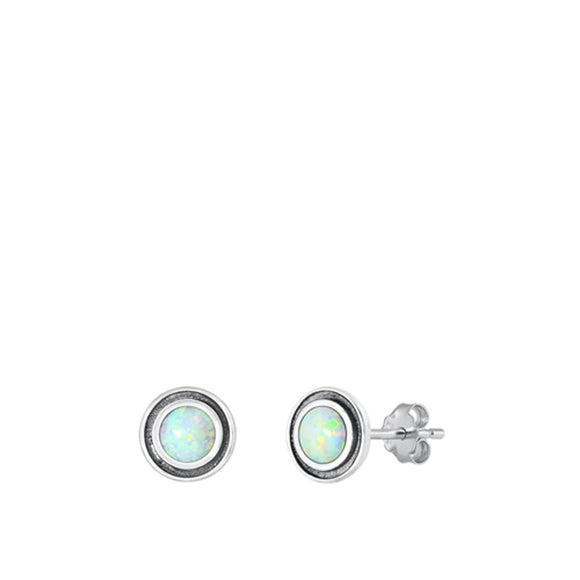 Sterling Silver Cute Chic White Synthetic Opal Fashion Stud Earrings 925 New