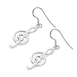 Music Note Treble Clef Earrings .925 Sterling Silver