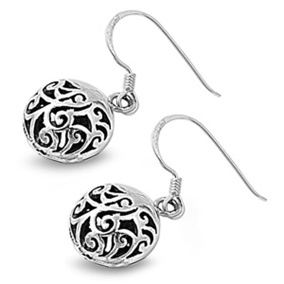 Sterling Silver Beautiful Hook Bali Ball Design High Polished Earrings 925 New