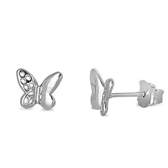 Sterling Silver High Polish Butterfly Cutout Garden Nature Earrings 925 New