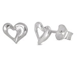 Open Cutout Promise Heart Shiny .925 Sterling Silver High Polish Cute Stud Earrings