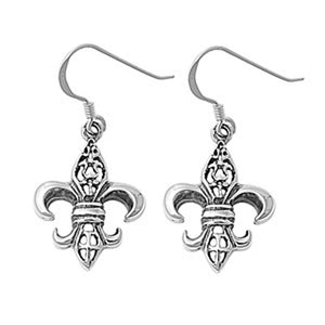 Fleur De Lis Earrings .925 Sterling Silver