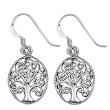Twisted Branch Knot Oval Tree of Life Rope .925 Sterling Silver Endless Earrings