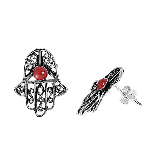 Hand of God Filigree Swirl Hamsa Twisted Rope Knot .925 Sterling Silver Earrings