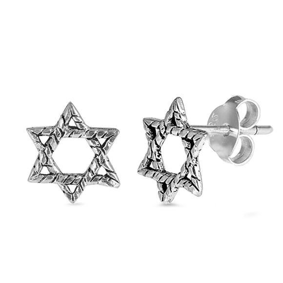 Sterling Silver Oxidized Jewish Star of David Earrings 925 New