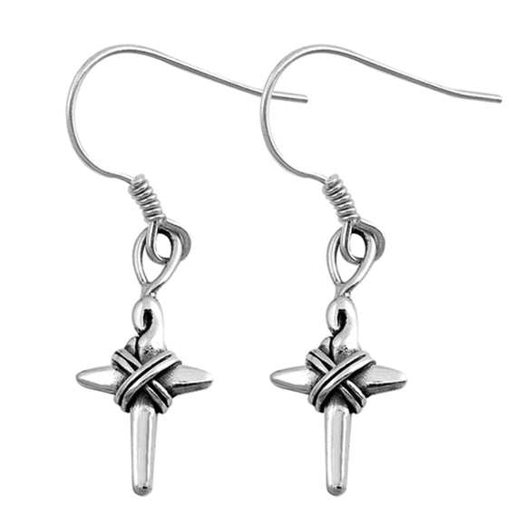 Sterling Silver Woven Cross High Polish Twist Unique Earrings 925 New
