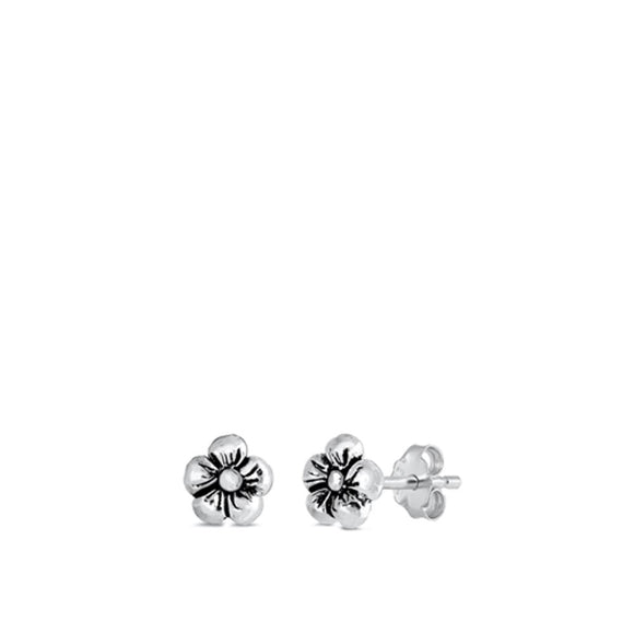 Sterling Silver Plumeria Flower Cute Nature Garden Stud Earrings 925 New