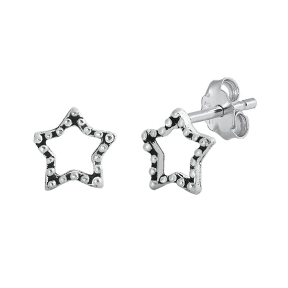 Sterling Silver Granulated Star Outline Open Night Sky Mystic Earrings 925 New