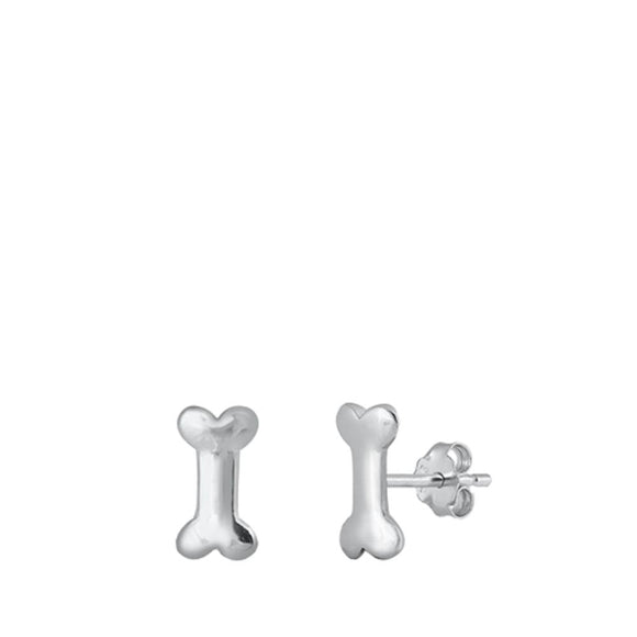 Sterling Silver Dog Bone Stud Earrings Push Back Canine And Bones Post 925 New