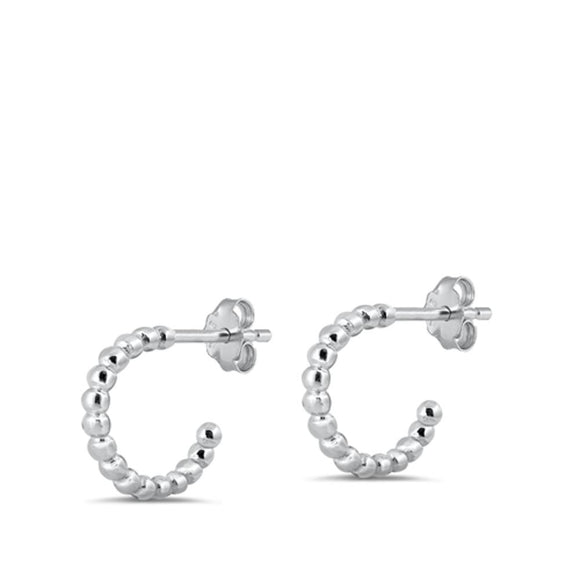 Sterling Silver Open Ball Beaded Hoop Earrings Twisted Bobble Hoop 925 New