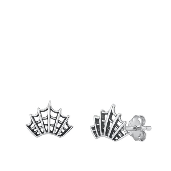 Sterling Silver Fashion Spider Web High Polished Oxidized Earrings 925 New