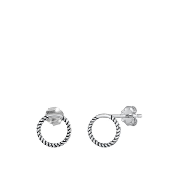 Sterling Silver Beautiful Endless Rope Hoop Circle Oxidized Earrings 925 New