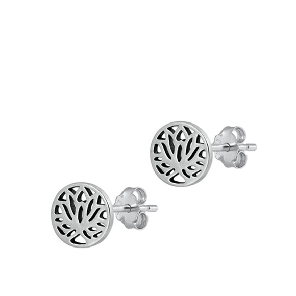 Sterling Silver Beautiful Oxidized Filigree Lotus Flower Stud Earrings 925 New